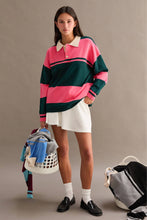 Load image into Gallery viewer, Contrasting Striped Sweater With Polo Collar