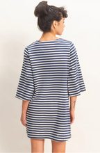 Load image into Gallery viewer, Striped Round Neck Half-Sleeve Mini Dress