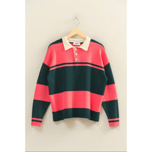 Load image into Gallery viewer, Contrasting Striped Sweater With Polo Collar
