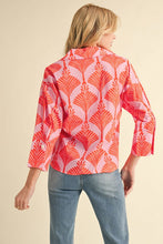 Load image into Gallery viewer, Orange Printed Collar Top