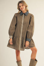 Load image into Gallery viewer, Olive Mix Match Stripe Dress