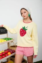 Load image into Gallery viewer, Strawberry Motif Contrast Stitch Knit Pullover