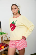Load image into Gallery viewer, Strawberry Motif Contrast Stitch Knit Pullover