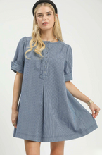 Load image into Gallery viewer, Denim Pinstripe Button-Front Babydoll Dress