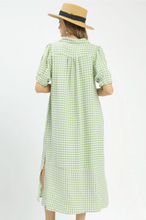 Load image into Gallery viewer, Sage Gingham Midi Dress