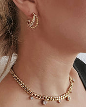 Load image into Gallery viewer, Enzo Gold Pearl Hoop Earrings