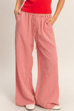 Load image into Gallery viewer, Red Gingham Drawstring Wide-leg Pants