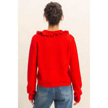 Load image into Gallery viewer, Ruffle Collar Cardigan Sweater