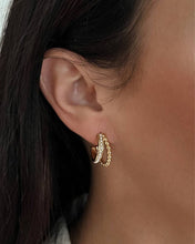 Load image into Gallery viewer, Enzo Gold Pearl Hoop Earrings