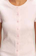 Load image into Gallery viewer, Soft Pink Ribbed Button-Front Crew Neck Top