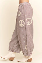 Load image into Gallery viewer, Peace Sign Pinstripe Palazzo Pants