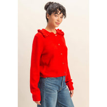 Load image into Gallery viewer, Ruffle Collar Cardigan Sweater
