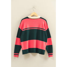 Load image into Gallery viewer, Contrasting Striped Sweater With Polo Collar