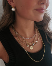 Load image into Gallery viewer, Emina Gold Pearl Stud Drop Earrings