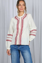 Load image into Gallery viewer, Ruffle Neck Embroidered Bohemian Top