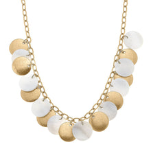Load image into Gallery viewer, Naya Pearl and Gold Disc Statement Necklace in Mother of Pea