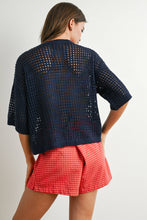 Load image into Gallery viewer, Flag Print Open Knit Crochet Sweater Top