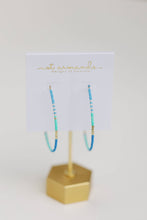 Load image into Gallery viewer, Skinny Blue Beaded Statement Hoop Earrings