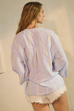 Load image into Gallery viewer, Blue Striped Statement Ribbon Top