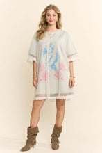 Load image into Gallery viewer, Angle Printed French Terry and Dotted Mesh Layer Dress