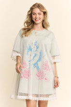 Load image into Gallery viewer, Angle Printed French Terry and Dotted Mesh Layer Dress