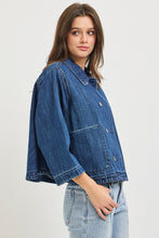 Load image into Gallery viewer, Flowy Cropped Denim Jacket