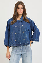 Load image into Gallery viewer, Flowy Cropped Denim Jacket