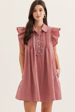Load image into Gallery viewer, Gingham Ruffle Cap Sleeve Mini Dress