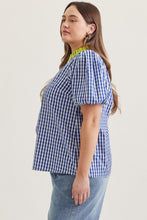 Load image into Gallery viewer, Gingham Short Puff Sleeve Top