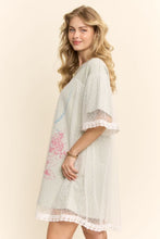 Load image into Gallery viewer, Plus Size Angle Printed French Terry and Dotted Mesh Layer Dress