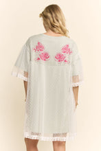 Load image into Gallery viewer, Plus Size Angle Printed French Terry and Dotted Mesh Layer Dress