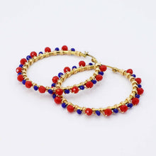 Load image into Gallery viewer, Red/Blue Beaded Hoop