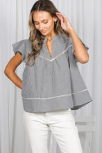 Load image into Gallery viewer, Short Ruffle Sleeve Gingham Blouse