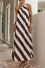 Load image into Gallery viewer, Striped One Shoulder Maxi Dress