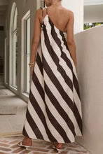 Load image into Gallery viewer, Striped One Shoulder Maxi Dress