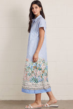Load image into Gallery viewer, Striped Short Sleeve Floral Midi Dress