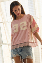 Load image into Gallery viewer, Washed Vintage Numeric Lace Hem Tee