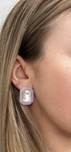 Load image into Gallery viewer, Olivia Statement Earrings Rectangle - Frosted Lilac