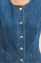 Load image into Gallery viewer, Button-Front Sleeveless Denim Vest