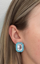 Load image into Gallery viewer, Olivia Statement Earrings Rectangle - Turquoise Crystal