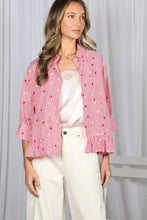 Load image into Gallery viewer, Star Accent Ruffled Hem Striped Shirt