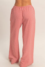 Load image into Gallery viewer, Red Gingham Drawstring Wide-leg Pants