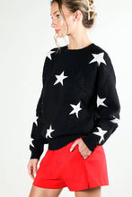 Load image into Gallery viewer, Crew Neck Long Sleeve Star Print Detail Sweater Top