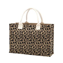 Load image into Gallery viewer, Leopard Burlap Tote Bag