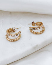 Load image into Gallery viewer, Enzo Gold Pearl Hoop Earrings