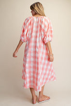 Load image into Gallery viewer, Peach Gingham Printed Dress