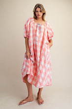 Load image into Gallery viewer, Peach Gingham Printed Dress