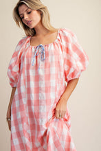 Load image into Gallery viewer, Peach Gingham Printed Dress