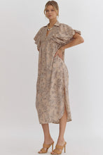 Load image into Gallery viewer, Mocha Floral Bubble Vneck Midi