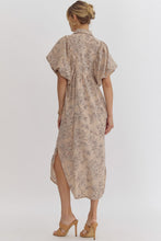 Load image into Gallery viewer, Mocha Floral Bubble Vneck Midi